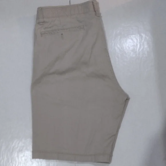 Men's Beige Flat Front Shorts - Picture 6 of 6